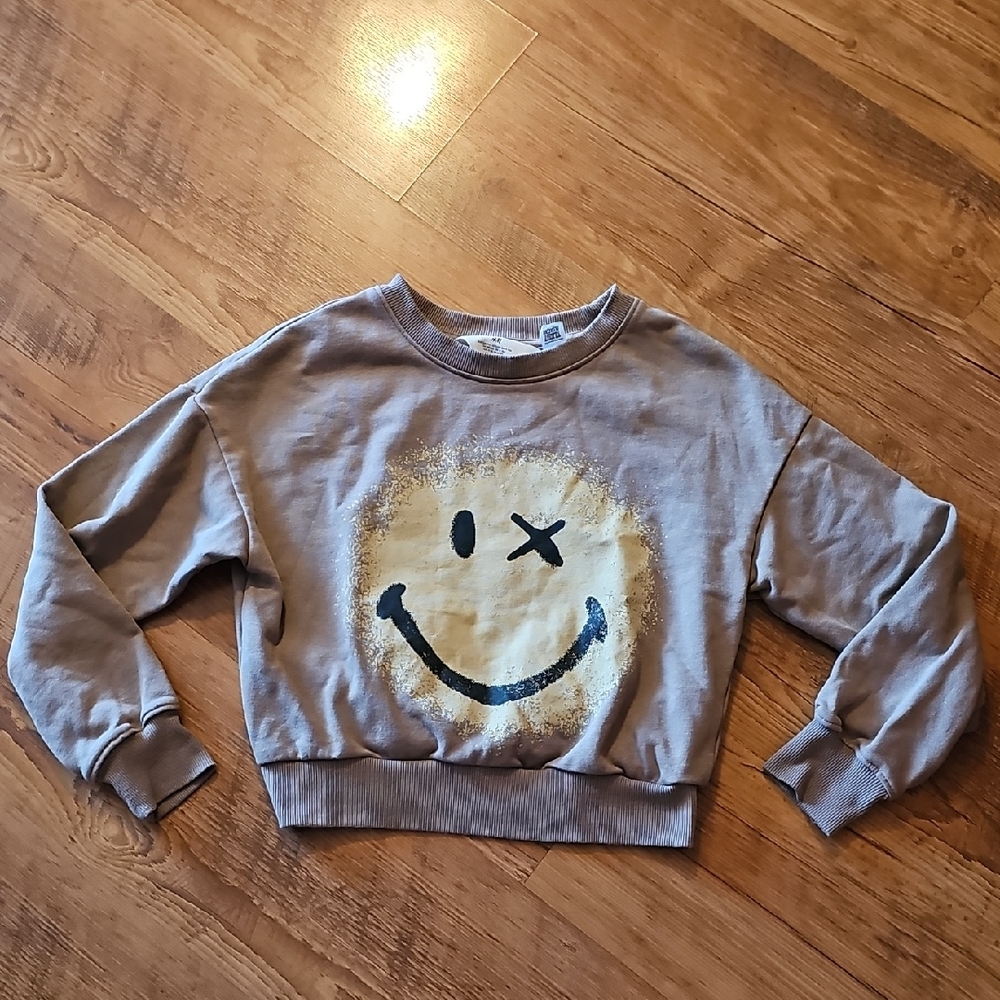 H&M Brown Smiley Face Sweatshirt
